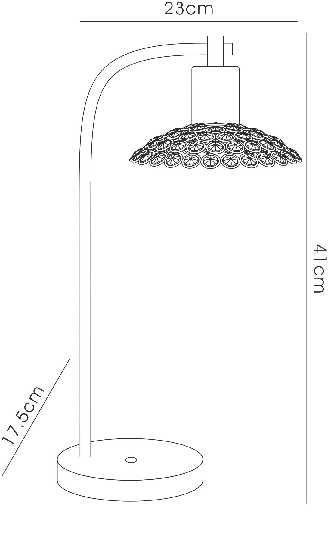 IL20608  Ellen Crystal 41cm 1 Light Table Lamp Satin Nickel